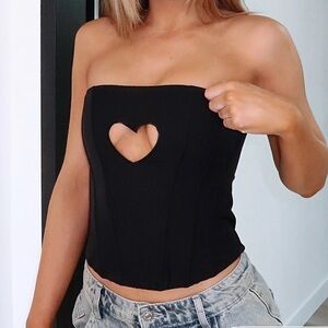 White Fox Boutique Never Love Again Heart Cutout Corset Size M